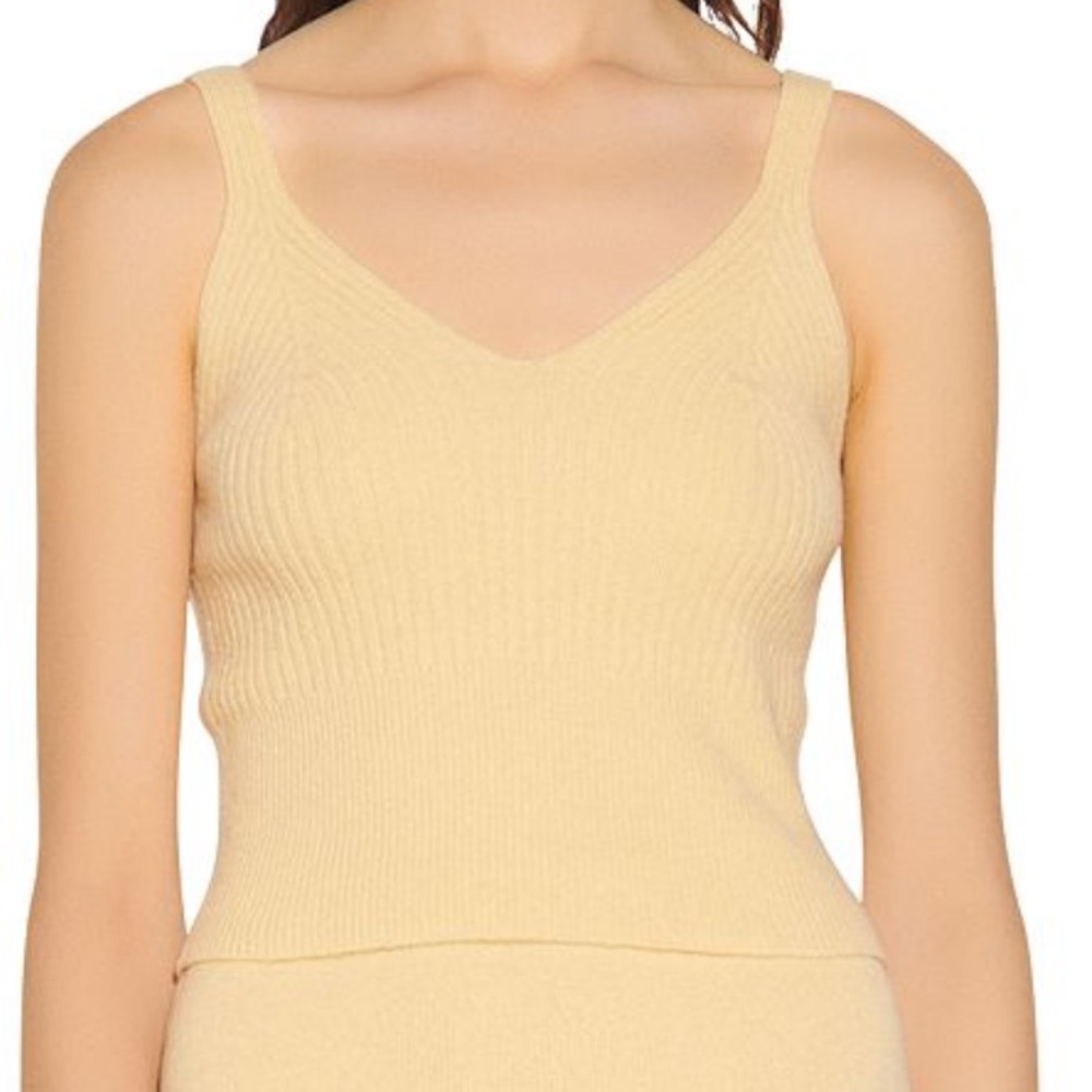Sandro Yellow Ribbed Crop Top - Picture 3 of 7
